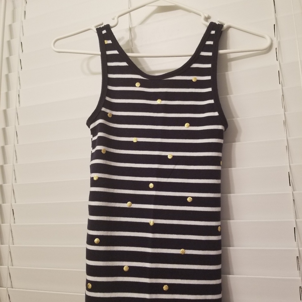 Navy & white tank top.